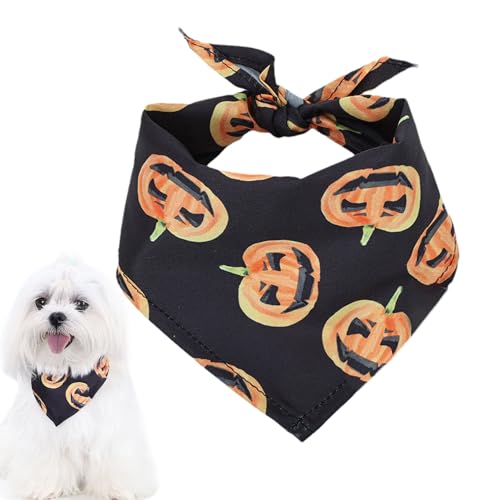Halloween Dog Bandana - Verstellbares Haustierdreieck -Schal Mit Kürbisschädel Spinnenabdruck | Cotton Polyester Halloween Hundeschal | Waschbares Haustierkostüm Für Party- Und Urlaubsdekoration von Wisylizv