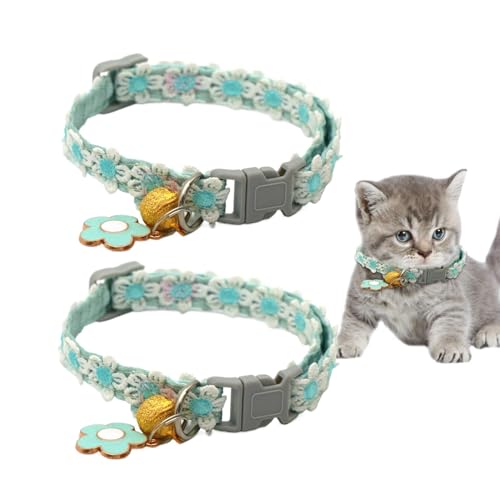 Katzenhalsband mit Glöckchen, verstellbares Katzenhalsband mit Sicherheitsschnalle, weiches Leinen, Haustierzubehör für Kätzchen und Welpen, stilvoll und bequem für den Innen- und Außenbereich von Wisylizv