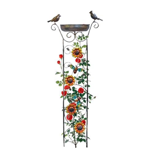Vogeltränke Schale - Stehende Garten Vogeltränke | Futterspender mit Gartenspalier | Metall Bienenmuster mit Erdspieß für Rasen, Terrasse und Dekoration Outdoor Wasserbecken von Wisylizv