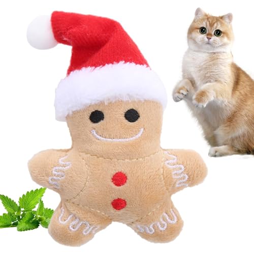 Wisylizv Lebkuchen-Katzenspielzeug mit Katzenminze | Gefüllter Lebkuchenmann Weihnachten Beißspielzeug für Katzen & Kätzchen | Interaktives Haustierspielzeug gegen Langeweile & Erleichterung Wisylizv Lebkuchen-Katzenspielzeug mit Katzenminze | Gefüllter Lebkuchenmann Weihnachten Beißspielzeug für Katzen & Kätzchen | Interaktives Haustierspielzeug gegen Langeweile & Erleichterung von Wisylizv