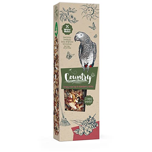 Witte Molen, Country Sticks Papagei Hagebutte & Holunder 140 g, 3-lagiger Nagungsstift, reich gefüttert, gebacken, eine köstliche Leckerei für alle Vögel von Witte Molen