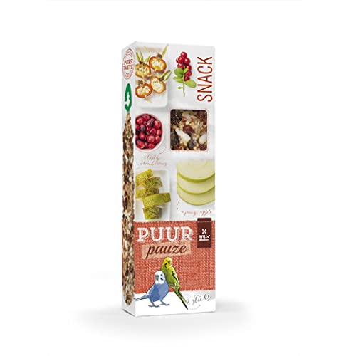 Witte Molen, Puur Pauze Sticks Sittich Apfel & FR. D'Égl. 60 g – Tray, 3 x gebackene Kaustäbchen (2 Stück), eine köstliche und gesunde Aktivität, ohne künstliche Konservierungsstoffe, Farbstoffe oder von Witte Molen