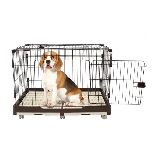 Hundekäfig Klappbar Metal Hundetransportkäfig 99x62x75cm Zusammenklappbarer Tiertransportbox Transportkäfig Hundebox mit Bodenschale für Hunde Katzen von Wiyuer