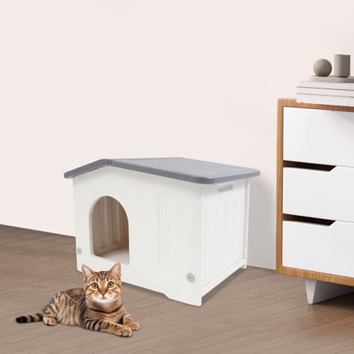 Katzenhaus Wetterfest Wasserdicht Wurfkiste Balkon Katzenkiste Innen- und Draußen Hütte mit erhöhtem Sockel für Katzen Wildkatzen kleine Hunde 58 * 45 * 42cm Katzenhaus Wetterfest Wasserdicht Wurfkiste Balkon Katzenkiste Innen- und Draußen Hütte mit erhöhtem Sockel für Katzen Wildkatzen kleine Hunde 58 * 45 * 42cm von Wiyuer