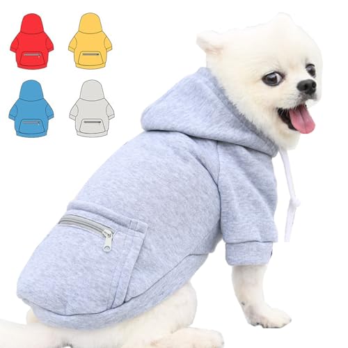 Hunde-Kapuzenpullover für kleine, mittelgroße und große Hunde, Fleece-Hoodie für Hunde mit Reißverschlusstasche, für Herbst und Winter, warmes Sweatshirt für Katzen und Welpen (Grau, Größe 2XL) Hunde-Kapuzenpullover für kleine, mittelgroße und große Hunde, Fleece-Hoodie für Hunde mit Reißverschlusstasche, für Herbst und Winter, warmes Sweatshirt für Katzen und Welpen (Grau, Größe 2XL) von Wiz BBQT