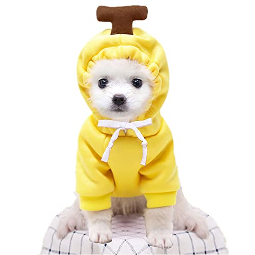 Wiz BBQT Halloween-Bananen-Kostüm, niedlicher Hunde-Kapuzenpullover für kleine Hunde, Winter Herbst, Gelb, Medium von Wiz BBQT