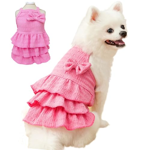 Hundekleid für kleine Hunde und Mädchen, ärmellos, mit Schleife, niedliches Sommerkleid, nur für Katzen, Chihuahua, Yorkie, Hochzeit, Geburtstag, Rosa, XXL von Wiz BBQT