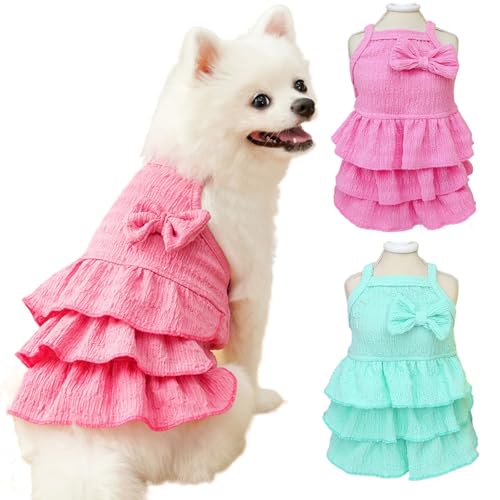 Hundekleider für kleine Hunde und Mädchen, ärmellos mit Schleife, niedliches Sommerkleid, nur für Katzen, Chihuahua, Yorkie, Hochzeit, Geburtstag, Größe L, 2 Stück Hundekleider für kleine Hunde und Mädchen, ärmellos mit Schleife, niedliches Sommerkleid, nur für Katzen, Chihuahua, Yorkie, Hochzeit, Geburtstag, Größe L, 2 Stück von Wiz BBQT