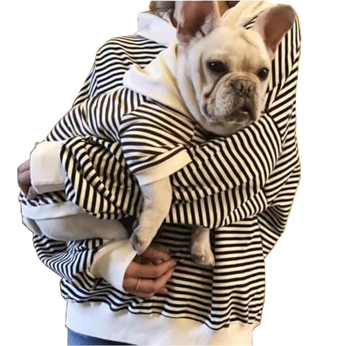 Passende Hunde- und Besitzer-Kleidung – Kapuzenpullover, gestreift, für kleine Hunde, Katzen, Katzen, Hunde, Geburtstag, Weihnachten, Outfits (Einheitsgröße, Eltern-Schwarz) von Wiz BBQT