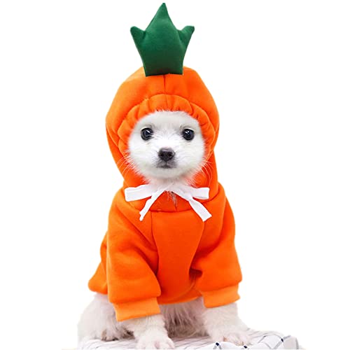 Weihnachtskostüme für Hunde, Hunde-Kapuzenpullover für kleine Hunde, Katzen, Welpen, Yorkie, Chihuahua, Zwergspitz-Kleidung (XS, Orange-Karotte) von Wiz BBQT
