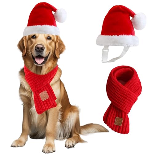 Wiz BBQT Weihnachtsmütze und Schal für Hunde, groß, rot, Plüsch/Acryl, klassisch, Uni, Winter, bequem und warm, 3D-Design, Hundezubehör, Weihnachten, 55+ Pfund, große Rassen Wiz BBQT Weihnachtsmütze und Schal für Hunde, groß, rot, Plüsch/Acryl, klassisch, Uni, Winter, bequem und warm, 3D-Design, Hundezubehör, Weihnachten, 55+ Pfund, große Rassen von Wiz BBQT