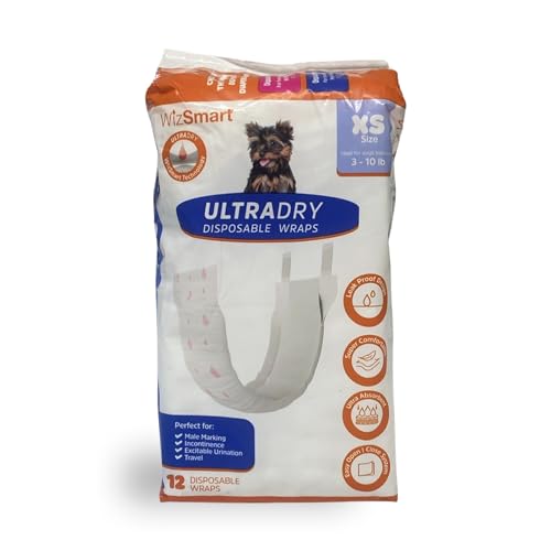 UltraDry Einweg-Hundewickel für Rüden, Größe XS, 12 Stück von WizSmart