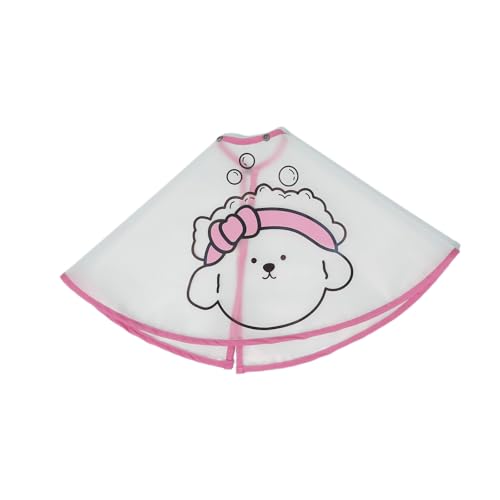Wizoowip Haustier-Haarschnitt-Umhang, Haustierbekleidung, Haustier-Umhang, verstellbar, wasserdicht, Cartoon-Druck, Hundepflege-Umhang Rosa M von Wizoowip