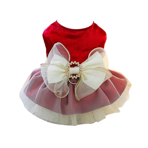 Wizoowip Leichtes Haustier-Outfit für Hunde, hochwertiges Stoffkleidungskleid, bequemes modisches Hundeprinzessinkleid mit Schleifendekoration, Traktionsring Rot Xs Wizoowip Leichtes Haustier-Outfit für Hunde, hochwertiges Stoffkleidungskleid, bequemes modisches Hundeprinzessinkleid mit Schleifendekoration, Traktionsring Rot Xs von Wizoowip