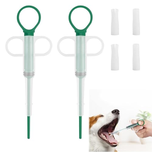 2 Stück Katzentablettenspender, Pillen-Popper für Hunde, Haustier-Pillenspender mit weicher Spitze für kleine Katzen und Hunde, wiederverwendbarer Medizin-Futterspender (grün) von Wjelet