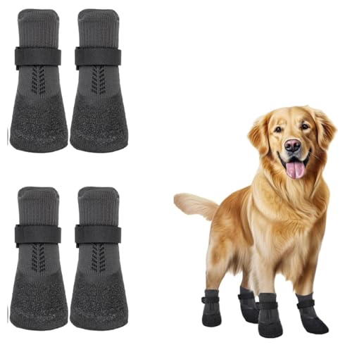Wjelet 2 Paar Hundeschuhe, wasserdichte Hundeschuhe mit rutschfester weicher Sohle, verstellbare reflektierende Riemen, perfekt für verletzte Pfoten, Hundesocken Pfoten stoppen Lecken, von Wjelet