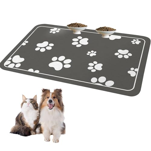 Wjelet Futternapf-Matte für Haustiere, 30 x 50 cm, saugfähig, rutschfest, für Hunde und Katzen, langlebig, schnell trocknend, Platzset für Futter- und Wassernäpfe, wasserdichter Bodenschutz von Wjelet