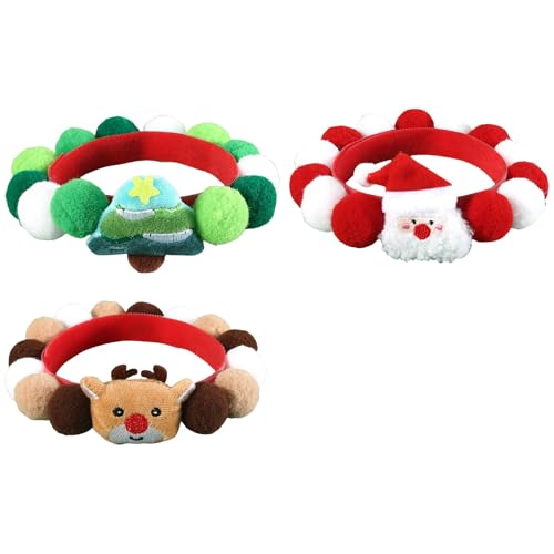 Wjsdsg 3-teilige Verstellbare Plüschhalsband Haustierhalsketten Mit Lustigen Pompons Perfekt Für Katzen Und Kleine Hunde Weihnachtsparty Versorgung von Wjsdsg