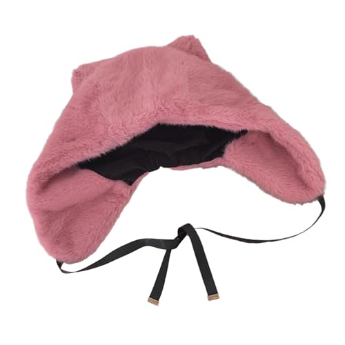 Vielseitiger Warmer Kätzchenhut Mit Ohrpelzkappen Cartoon Ohrhut Solid Farbe Winter Plüsch Für Lässige Verschleiß von Wkldjf