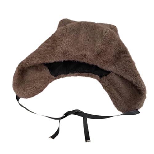 Vielseitiger Warmer Kätzchenhut Mit Ohrpelzkappen Cartoon Ohrhut Solid Farbe Winter Plüsch Für Lässige Verschleiß von Wkldjf