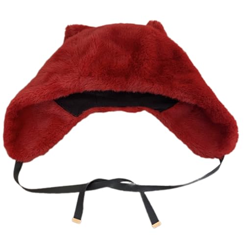 Vielseitiger Warmer Kätzchenhut Mit Ohrpelzkappen Cartoon Ohrhut Solid Farbe Winter Plüsch Für Lässige Verschleiß von Wkldjf