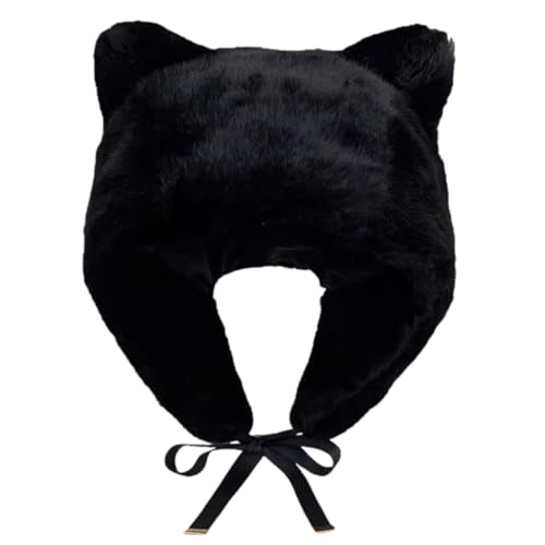 Vielseitiger Warmer Kätzchenhut Mit Ohrpelzkappen Cartoon Ohrhut Solid Farbe Winter Plüsch Für Lässige Verschleiß von Wkldjf