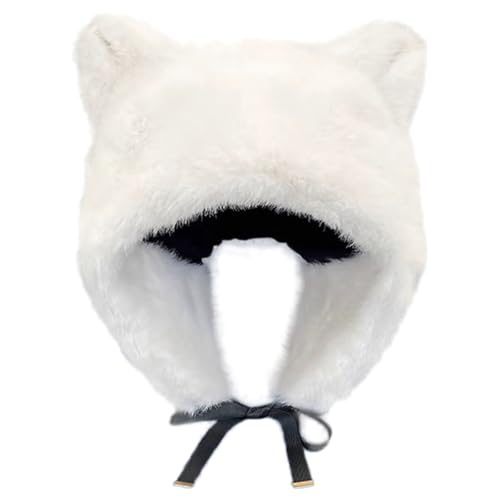 Vielseitiger Warmer Kätzchenhut Mit Ohrpelzkappen Cartoon Ohrhut Solid Farbe Winter Plüsch Für Lässige Verschleiß von Wkldjf