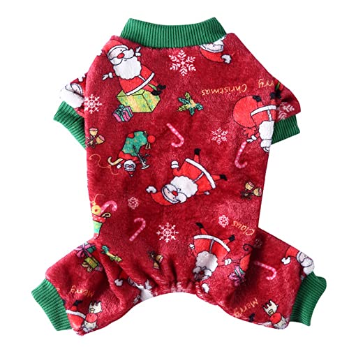 Wlauqueta Hundepyjamas Weihnachten Hund Pjs für Hunde Weihnachten Urlaub Hund Onesie Pyjamas Weichkorallenfleece -L von Wlauqueta