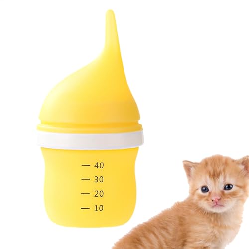 Wlikmjg Baby-Katzen-Milchflasche, Haustier-Stillflasche - 40 ml wiederverwendbarer Nippel-Welpenfutterautomat | Präzise Flaschenfütterung für Welpen, Silikon-Kleintier-Futterspender für Kätzchen, von Wlikmjg