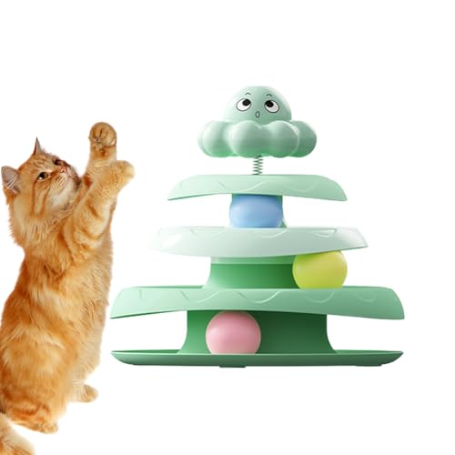Wlikmjg Katzen Spielzeug Ballbahn | 3-Stöckiger Katzenroller Spielzeug,Übungs Kratzbrett mit Rutschsicherung und Bewegungsspiel für kleine Räume Indoor Jagdvergnügen Beschäftigung von Wlikmjg