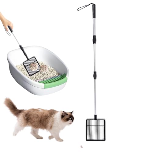 Wlikmjg Katzenklo Schaufel Mit Griff | Ausziehbare Katzentoiletten-Schaufel | Edelstahl Haustierzubehör Mit Multifunktion Für, Garten Und Tierhygiene von Wlikmjg