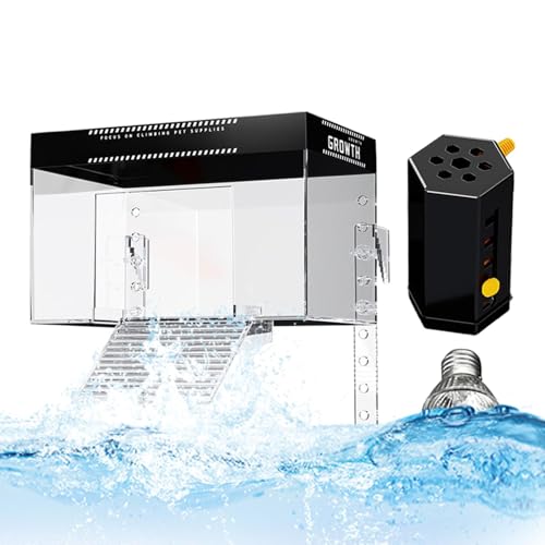 Wlikmjg Schildkröten -Backendock, Backendock für Turtle Tank - Pet Turtle Tank Ack -Dock mit Deckel - Anti-Schlupf-Lebensraum Toper Wasser-Terrrapin-Gehäusekäfig für Wohnzimmer, Hotel von Wlikmjg