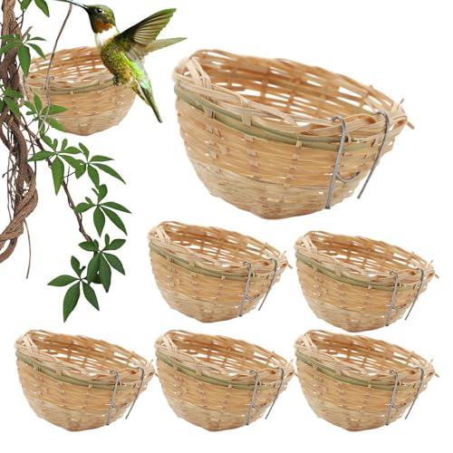 Wlikmjg Taubennest, gewebter Vogelnest - 6X Vogelhäuser für Outdoors,Wohnkultur, Zuchtbettzubehör Wildtierpflege für Terrasse, Haustür von Wlikmjg