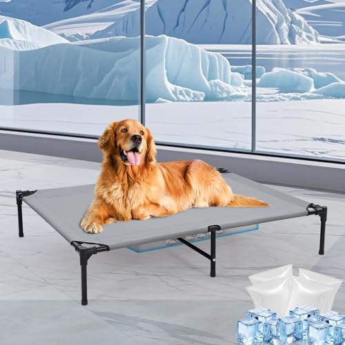 Erhöhtes Hundebett für den Außenbereich mit vier Eisbeuteln, erhöhtes Hundebett mit sechs Stützfüßen, atmungsaktiv, kühlendes Hundebett, mittelgroße und große Hunde, Outdoor-Haustier-Hängematte Erhöhtes Hundebett für den Außenbereich mit vier Eisbeuteln, erhöhtes Hundebett mit sechs Stützfüßen, atmungsaktiv, kühlendes Hundebett, mittelgroße und große Hunde, Outdoor-Haustier-Hängematte von Wn's Day
