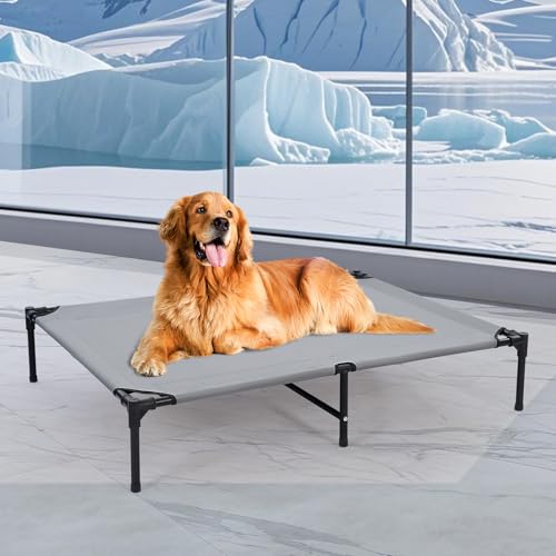 Erhöhtes Outdoor-Hundebett mit sechs Stützfüßen, kaufest, erhöhtes Hundebett, waschbar und atmungsaktiv, kühlendes Hundebett, mittelgroße und große Hunde, Outdoor-Haustier-Hängematte, Haustierbetten von Wn's Day