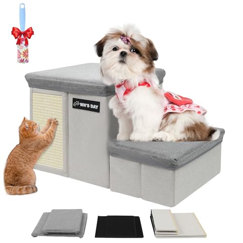 Hundetreppe für Bett, Couch, zusammenklappbar mit Stauraum, Hundetreppe für kleine Hunde zum Aufsteigen auf Bett mit Katzenhütte, Stufen für große mittelgroße Hunde, alte Katzen-Haustiertreppe Stufen Hundetreppe für Bett, Couch, zusammenklappbar mit Stauraum, Hundetreppe für kleine Hunde zum Aufsteigen auf Bett mit Katzenhütte, Stufen für große mittelgroße Hunde, alte Katzen-Haustiertreppe Stufen von Wn's Day