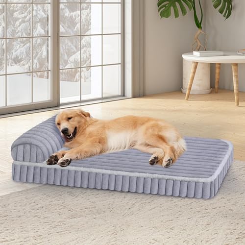 Komfort-Hundebetten für extra große Hunde, Hundebett mit abnehmbarem, waschbarem Bezug, Deluxe-Plüsch-Hundebett für Käfig mit Kissen, rutschfeste Haustiermatte, Matratze für Hundehütte mit robustem von Wn's Day