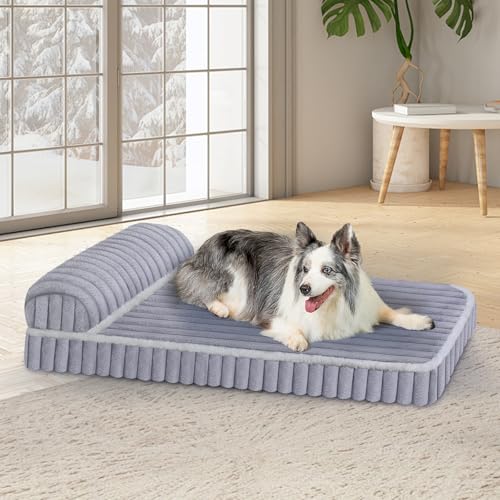 Komfort-Hundebetten für große Hunde, Hundebett mit abnehmbarem, waschbarem Bezug, Deluxe-Plüsch-Hundebetten für Käfig mit Kissen, rutschfeste Haustiermatte, Matratze für Hundehütte mit robustem von Wn's Day