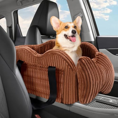 Mittelkonsole Hunde-Autositz für kleine Hunde, Haustier-Welpenautositze mit weichem Kissen, Sicherheitsgurt, waschbare Katzen-Karsitze, Haustierbett für Autos, Hundeerhöhung, Autositze für Hunde von Wn's Day