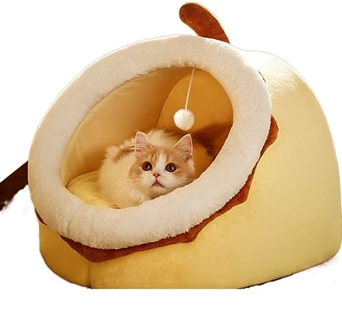 Haustierbett Haustier-Höhlenbett, Kätzchenbett, niedliches Haustier-Höhlenbett, Katzenbetten für Hauskatzen, halbgeschlossenes Katzenhaus mit abnehmbarem Bett Hundebett ( Color : B , Size : 40*40*32cm von Wnota