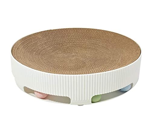 Kratzbrett Für Katzen Cat Scratcher Katzenkratzunterlage Mit Kugel Premium Katzenkratzunterlage Katzenminze Inklusive Katzenkratzer Kratzmatten (Color : Bianco, Size : Diameter 41cm) von Wnota