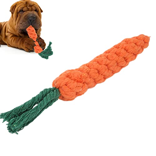 Wnvivi 4 Stück Karottenform Haustier Backenzähne Spielzeug, handgewebtes Haustier-Kauseil, Baumwollseil, gewebtes Haustier-Spielzeug für Welpen und Kätzchen von Wnvivi