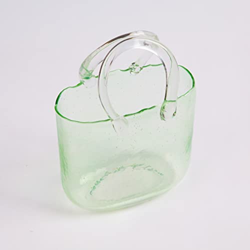 Wnvivi Einkaufskorbtasche aus Glas für Aquarien, Geldbörsenvase mit Blasen, kreative Glasvasen, Fischschale, Blumenvase für Zuhause, Tischdekoration (grün) von Wnvivi