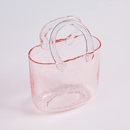 Wnvivi Einkaufskorbtasche aus Glas für Aquarien, Geldbörsenvase mit Blasen, kreative Glasvasen, Fischschale, Blumenvase für Zuhause, Tischdekoration (rosa) von Wnvivi