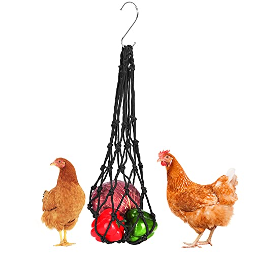 Wnvivi Geflügel-Futternetzbeutel Zum Aufhängen, Hühnerschnurbeutel, Interaktiver Hühner-Gemüse-Früchte-Futterkorb mit Haken für Hühnerstall(Schwarz) von Wnvivi