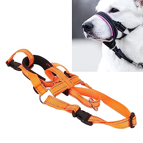 Wnvivi Halfter-Maulkorb für Hunde, Verstellbarer Nylon-Maulkorb für Hunde, Verhindert Beißen, Atmungsaktiver Hundemaulkorb für das Lauftraining, Orange(L) von Wnvivi