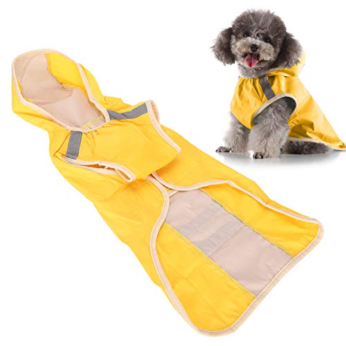 Wnvivi Hunde-Regenmantel mit Reflektierendem Streifen, Verstellbare wasserdichte Haustier-Regenjacke, Regenweste für Kleine, Mittelgroße und Große Hunde(Gelb-L) von Wnvivi