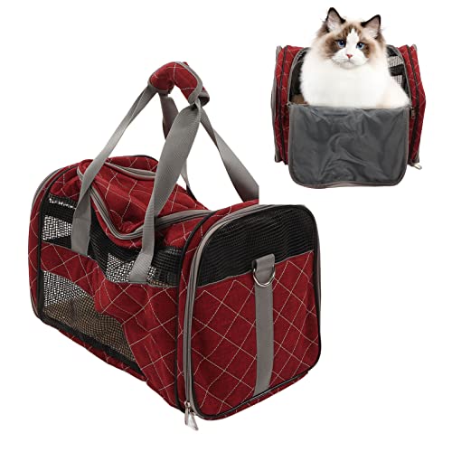 Wnvivi Hundetragetasche, tragbar, atmungsaktiv, zusammenklappbar, weiche Haustier-Tragetasche mit Schultergurten für Outdoor-Reisen (rot) von Wnvivi