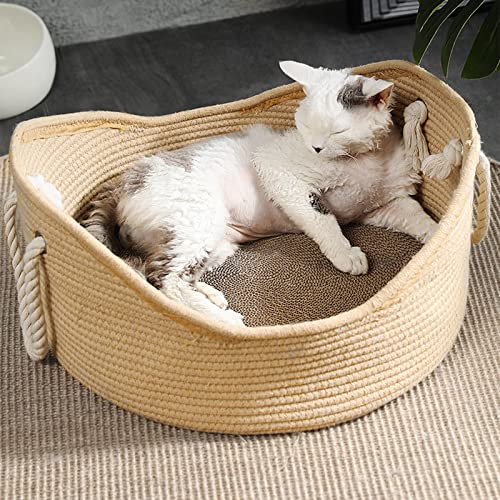 Wnvivi Katzenbett-Nest, handgefertigtes Weiden-Katzenbett, Korb, gewelltes Kratzbrett, Katzenbett für Indoor-Katzen, Hunde Wnvivi Katzenbett-Nest, handgefertigtes Weiden-Katzenbett, Korb, gewelltes Kratzbrett, Katzenbett für Indoor-Katzen, Hunde von Wnvivi