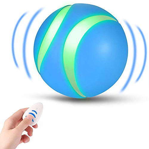 Wnvivi Pet Smart Interaktive Bälle, Automatisch Rollender Ball mit Fernbedienung, Wiederaufladbare Bewegliche Haustierbälle über USB, RGB-LED-blinkende Haustierbälle für Hunde, Katzen(Blau) von Wnvivi